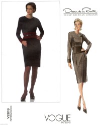 2819 VOGUE OSCAR DE LA RENTA LONG SLEEVE MIDRIFF DRESS PATTERN 6-10; 12-16, or 18-22 Choice Uncut